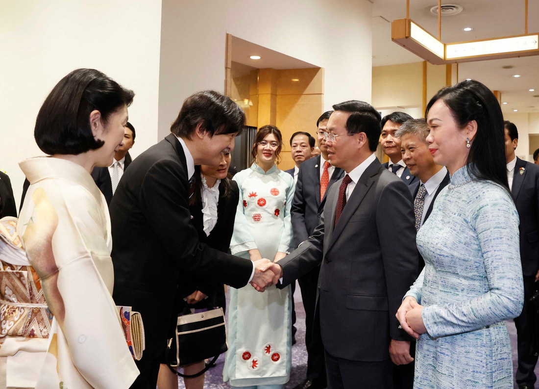 Chủ tịch nước Võ Văn Thưởng và Phu nhân gặp Hoàng thái tử Nhật Bản Akishino và Công nương tối 28-11 - Ảnh: TTXVN