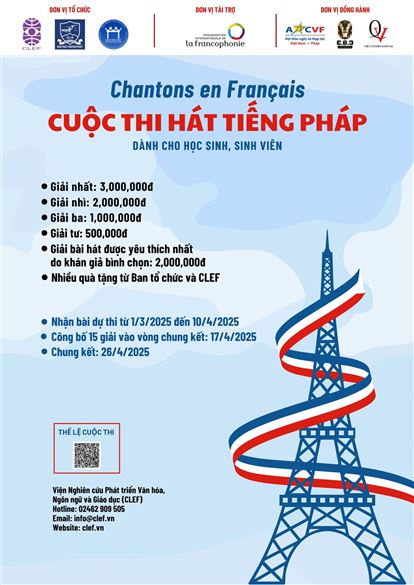 Thông báo thể lệ cuộc thi hát Tiếng Pháp dành cho học sinh, sinh viên