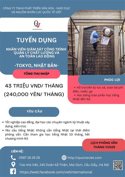 Kỹ sư giám sát công trình xây dựng tại Nhật Bản