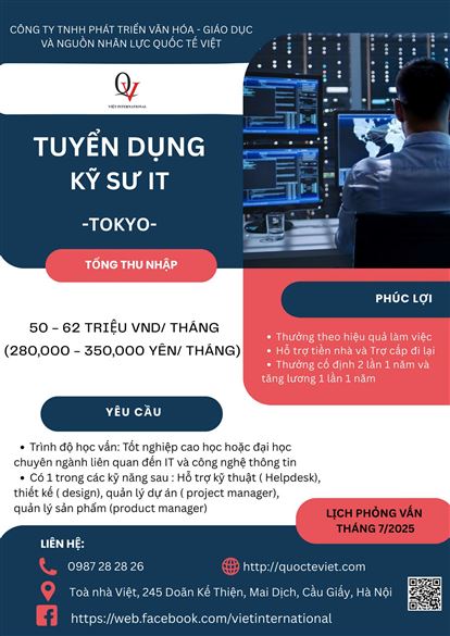 Kỹ sư IT cho công ty nhân lực tại Tokyo