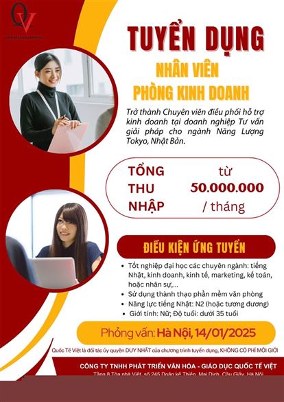 Nhân viên phòng kinh doanh làm việc tại Nhật Bản