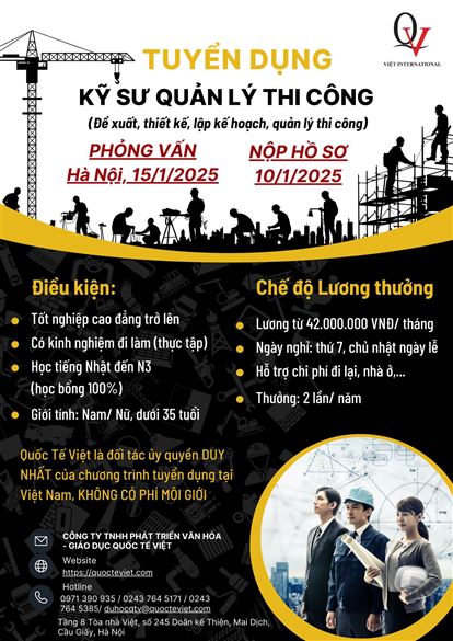 Kỹ sư quản lý thi công tại Nhật Bản