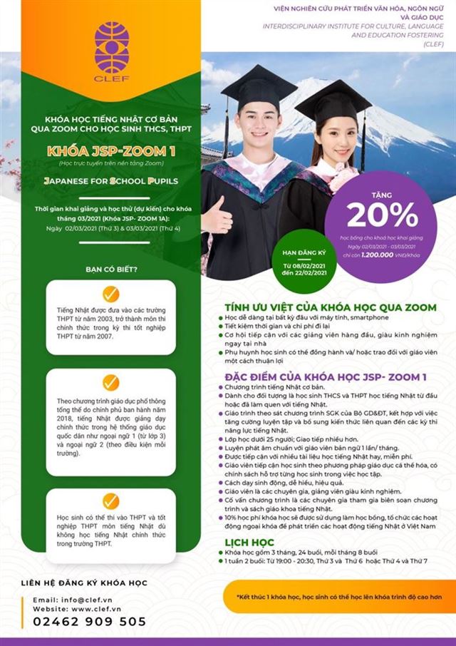 Khai giảng lớp tiếng Nhật online cho học sinh THCS, THPT